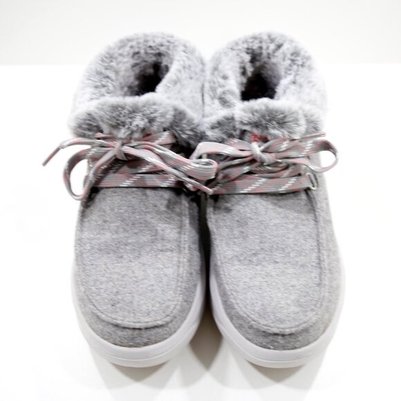 Skechers BOBS Skipper Wave Gray Suede Faux-Fur Lined Platform Booties - 7.5 - Picture 6 of 7
